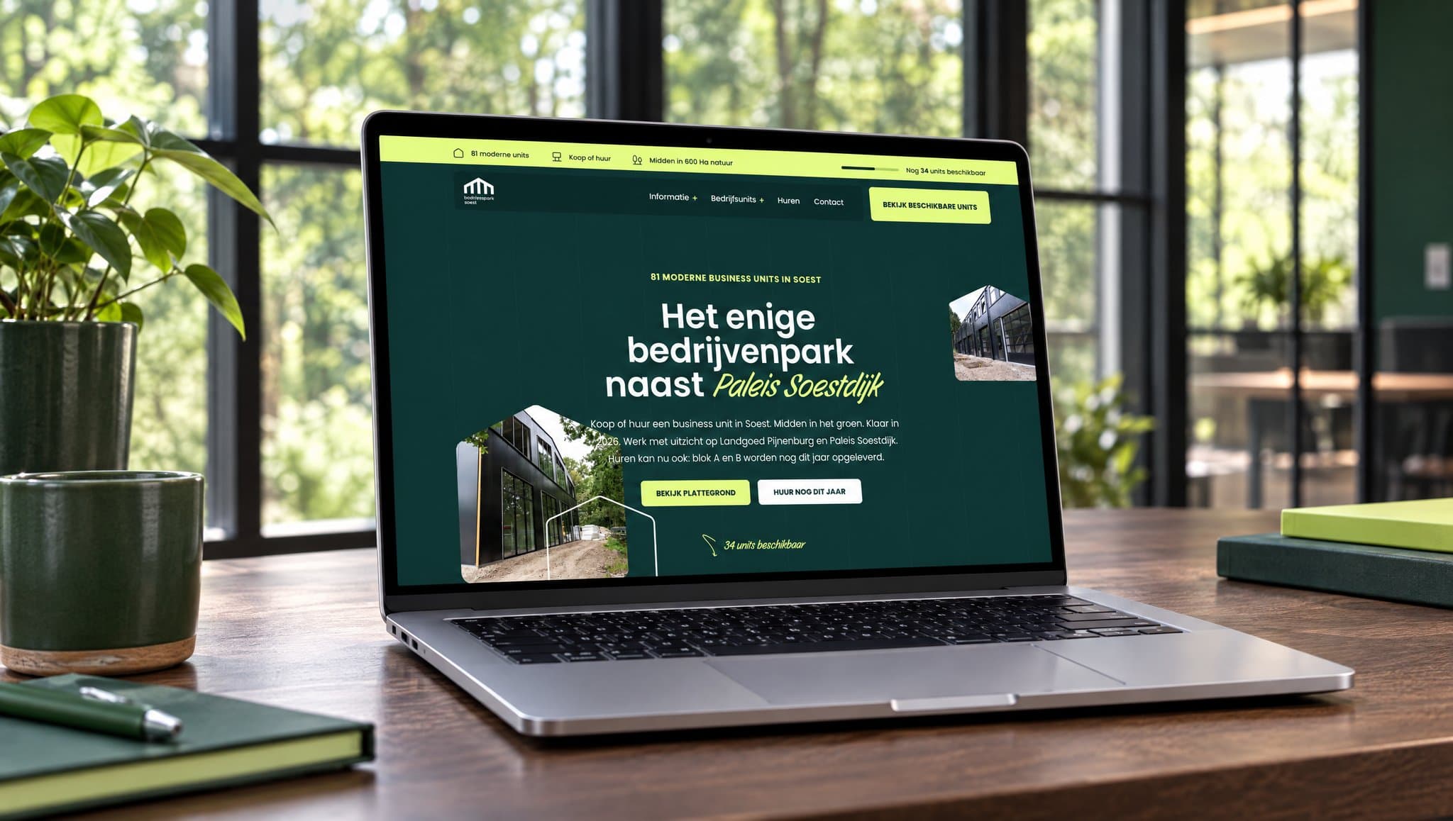 Voorbeeldmockup Businesspark Soest - website op laptop