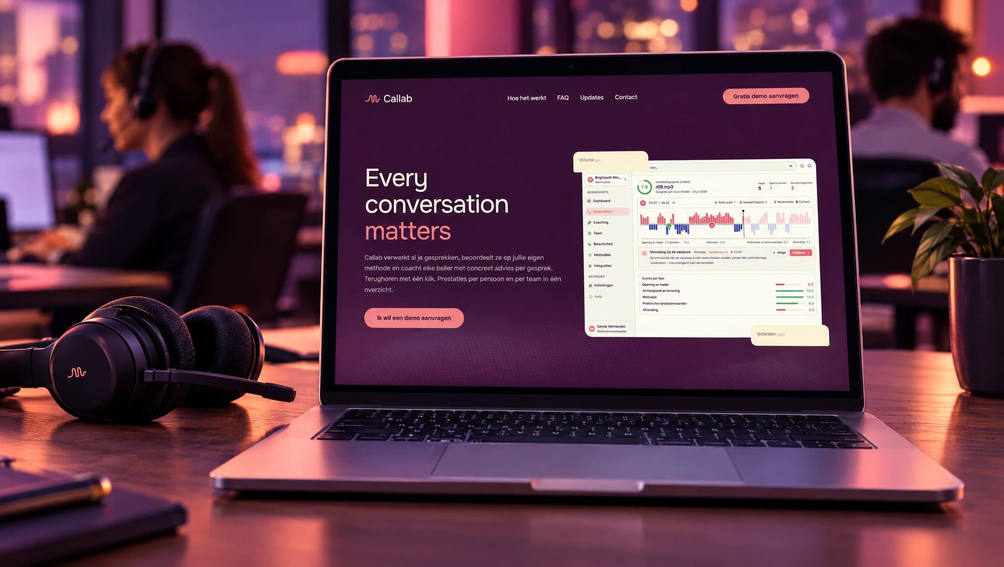 Callab-website op een laptop