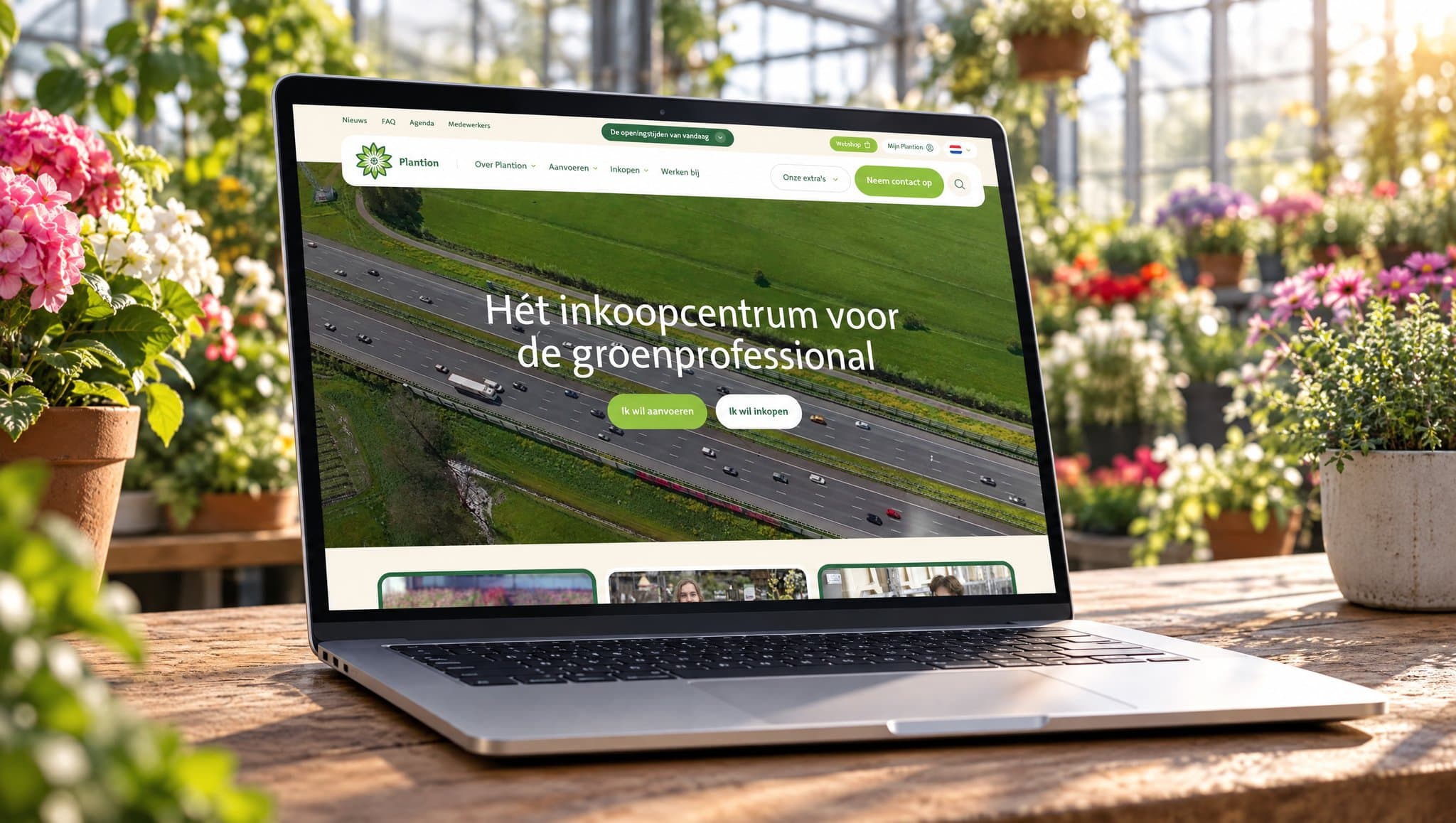 Voorbeeldmockup Plantion - website op laptop